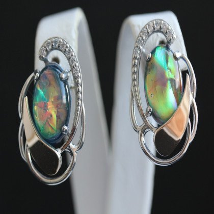 Сережки 314 опал синій імітація Rh Timofeev