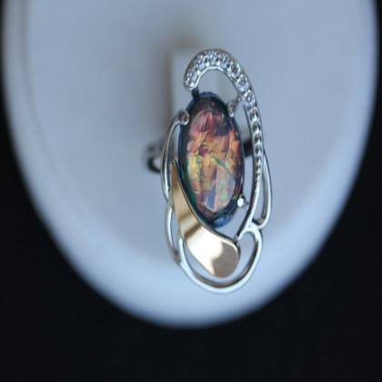 Перстень 314 опал синій імітація Rh Timofeev