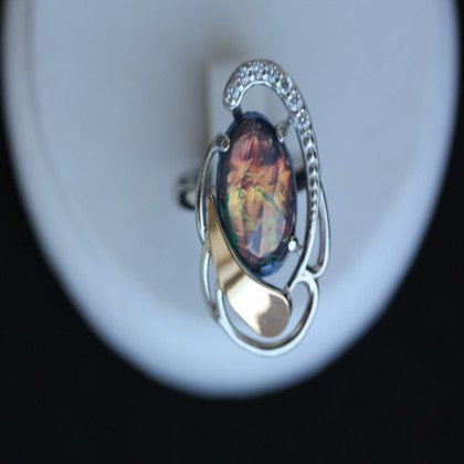 Перстень 314 опал синій імітація Rh Timofeev