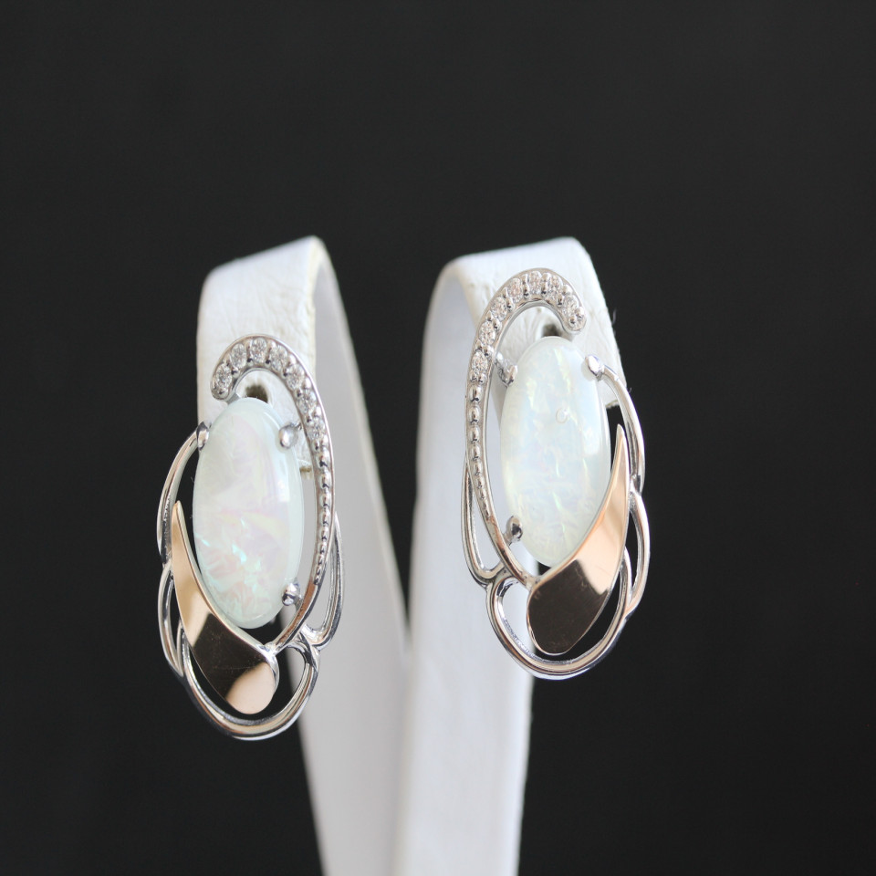 Сережки 314 опал імітація Rh Timofeev