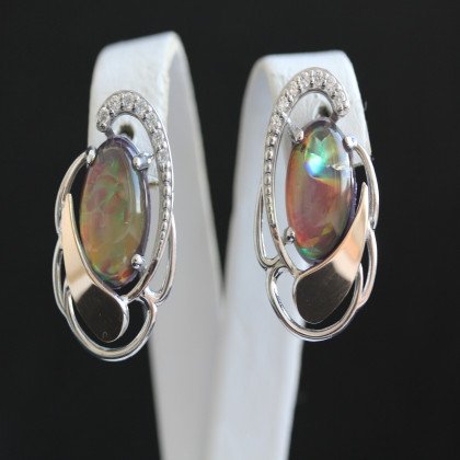 Сережки 314 опал сірень імітація Rh Timofeev