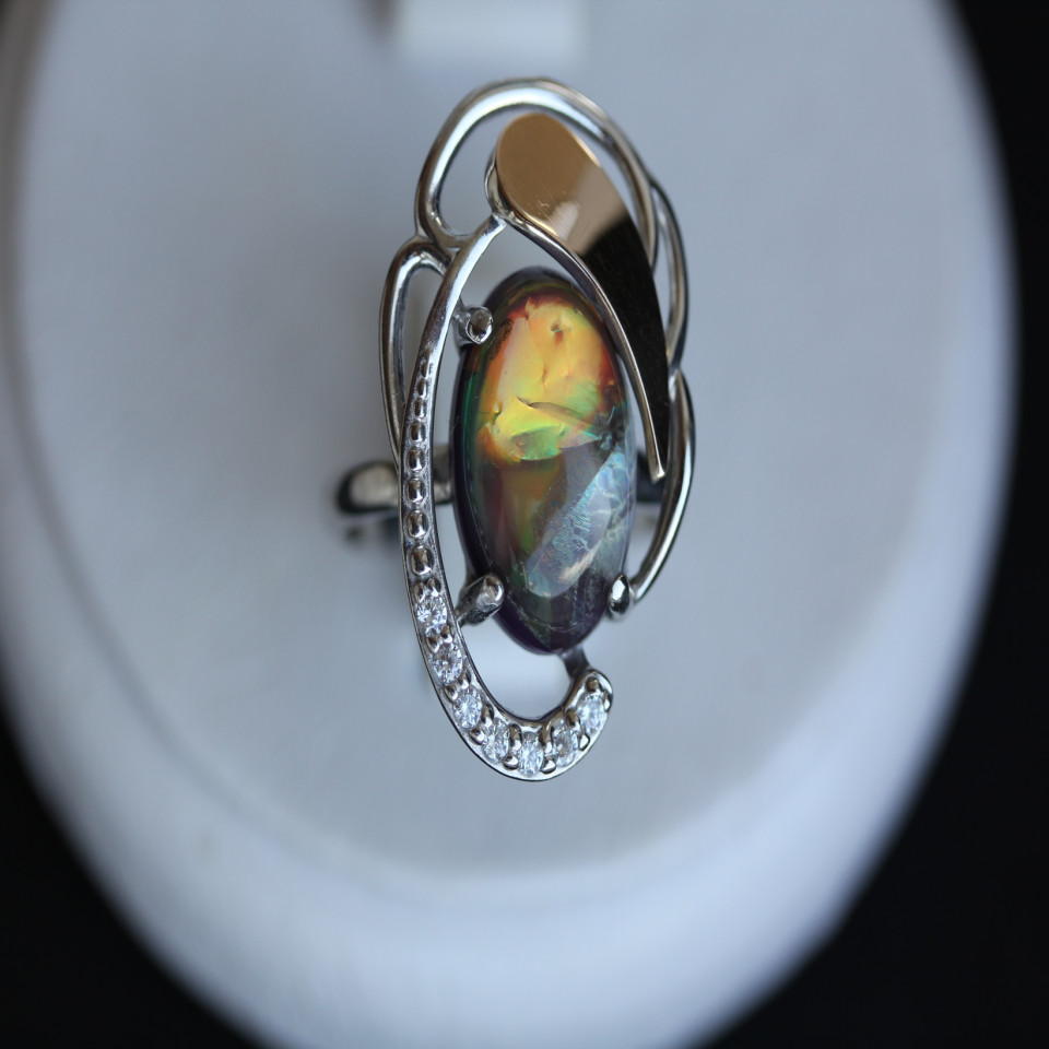 Перстень 314 опал сірень імітація Rh Timofeev