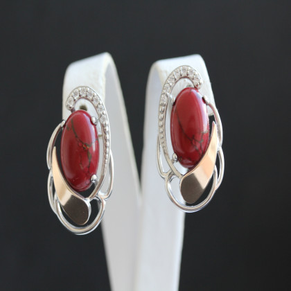 Сережки 314 яшма імітація Rh Timofeev