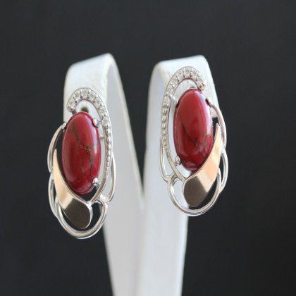 Сережки 314 яшма імітація Rh Timofeev