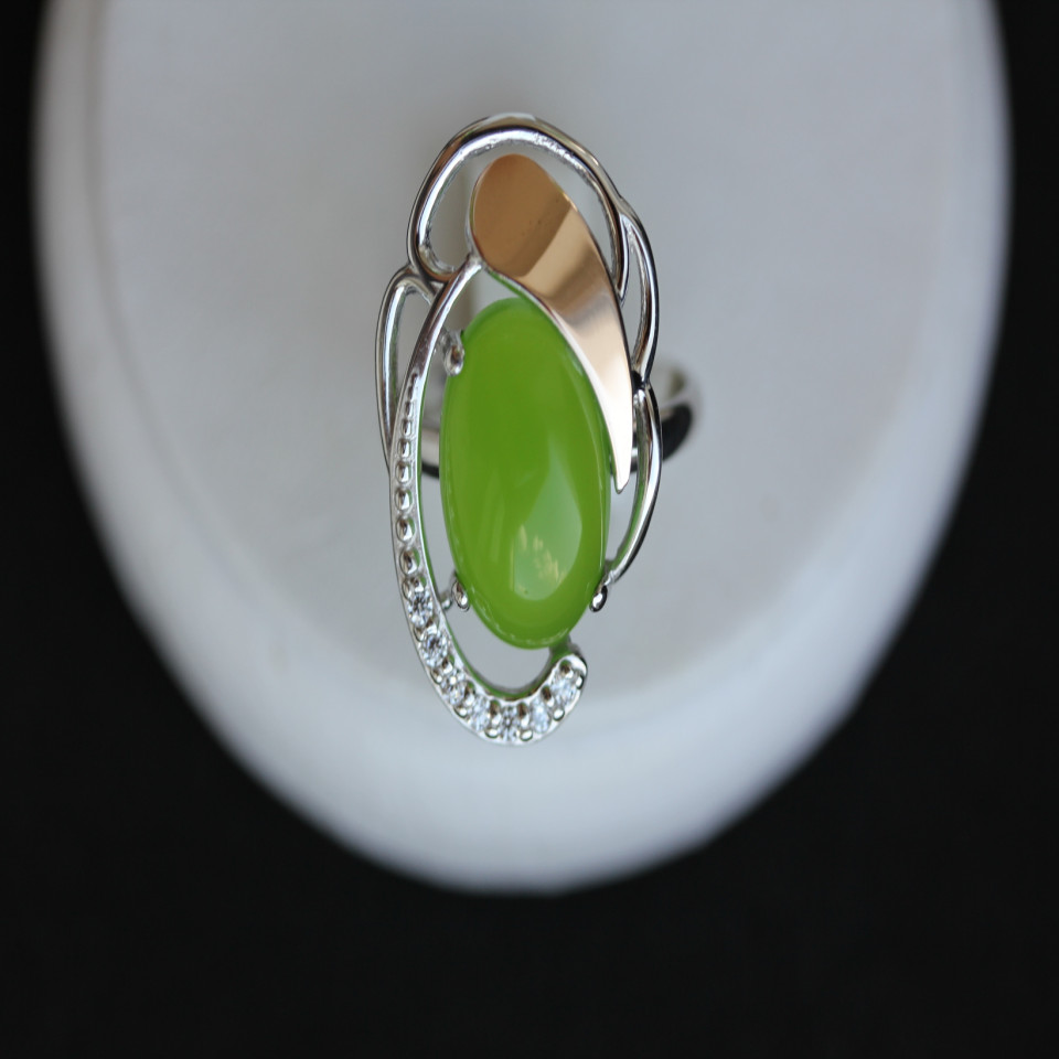 Перстень 314 улексит зелений Rh Timofeev