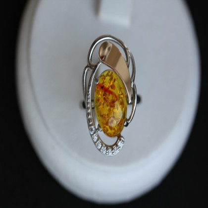 Перстень 314 янтарь жовтий імітація Rh Timofeev
