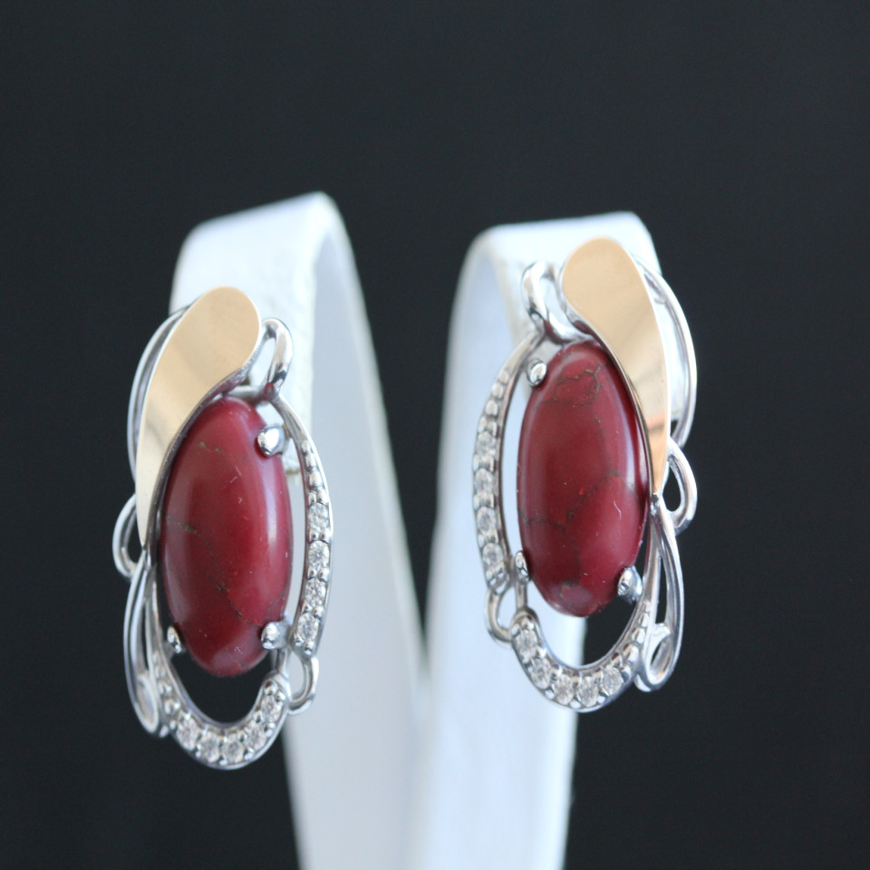 Сережки 315 яшма імітація Rh Timofeev