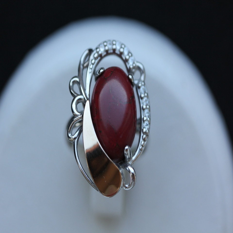 Перстень 315 яшма імітація Rh Timofeev