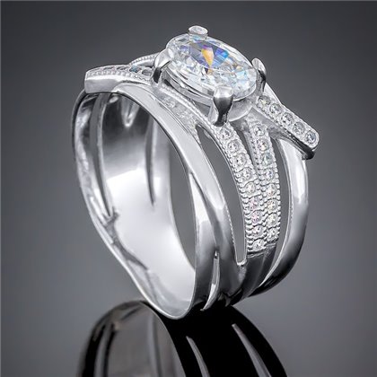 Перстень 497 цирконій білий Rh Timofeev