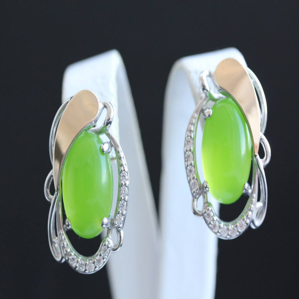 Сережки 315 улексит салатовий Rh Timofeev