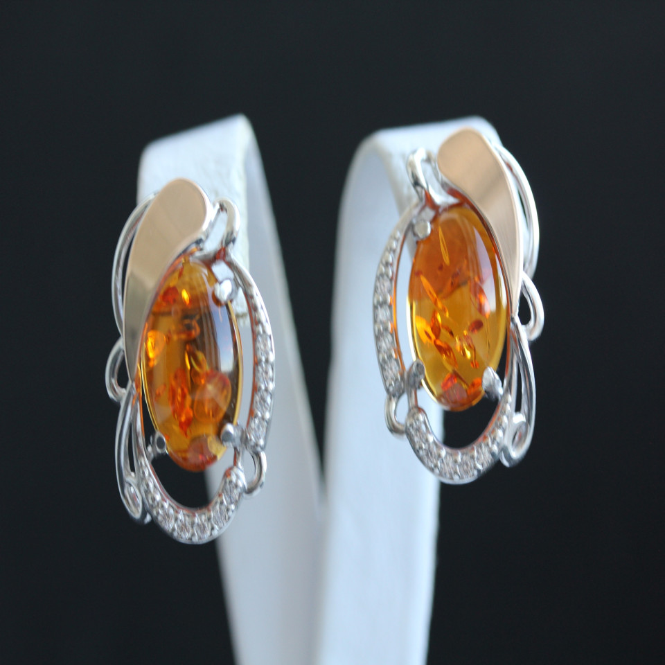 Сережки 315 янтарь імітація жовтий Rh Timofeev