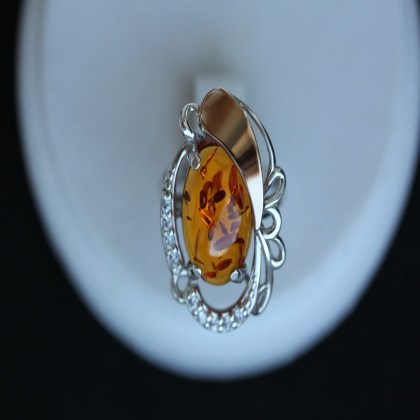 Перстень 315 янтарь жовтий імітація Rh Timofeev 2