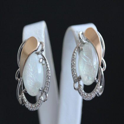 Сережки 315 опал імітація Rh Timofeev