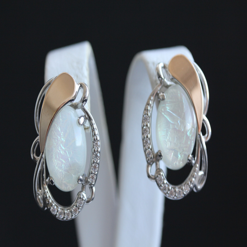 Сережки 315 опал імітація Rh Timofeev