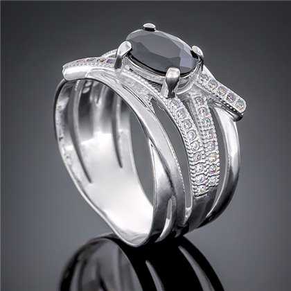 Перстень 497 цирконій чорний Rh Timofeev