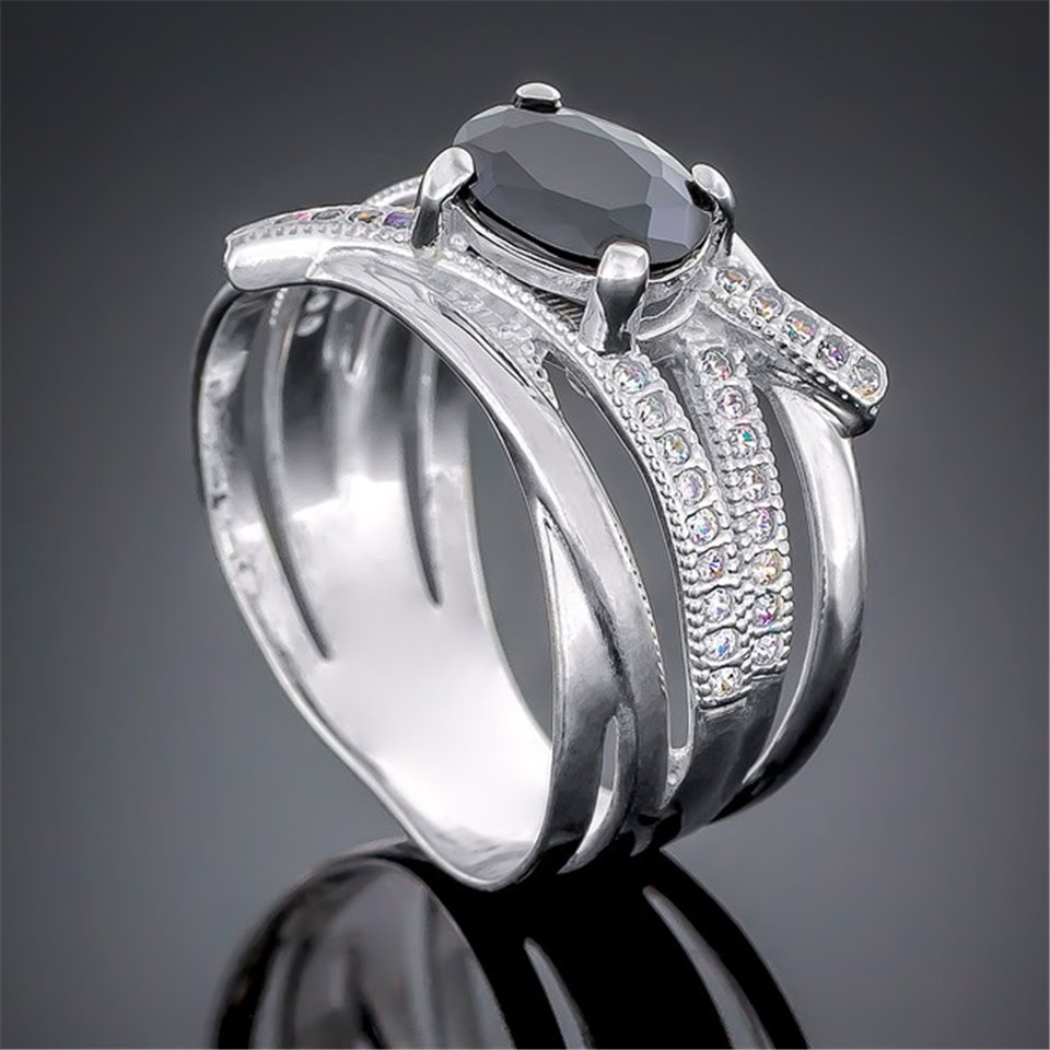 Перстень 497 цирконій чорний Rh Timofeev