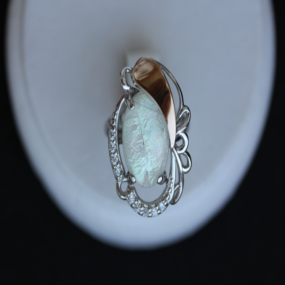 Перстень 315 опал імітація Rh Timofeev