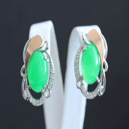 Сережки 315 авантюрин зелений Rh Timofeev