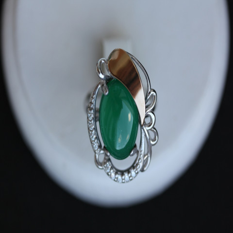Перстень 315 агат зелений Rh Timofeev