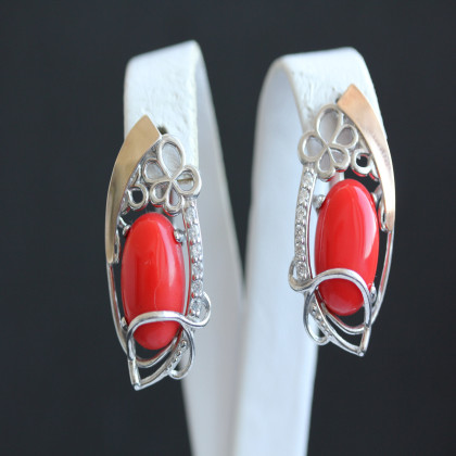 Сережки 316 корал Rh Timofeev 2