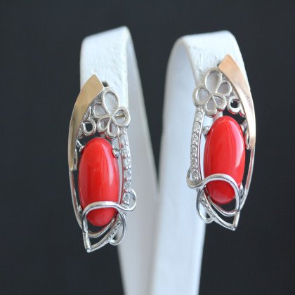 Сережки 316 корал Rh Timofeev 2