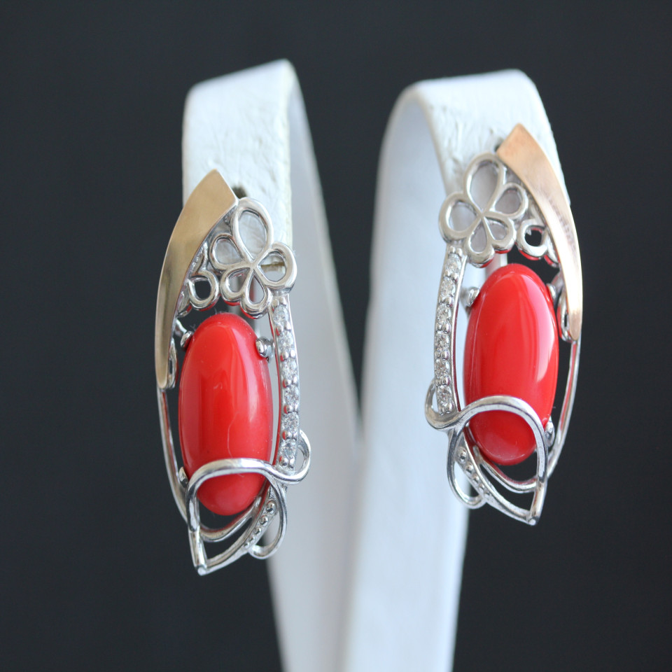 Сережки 316 корал Rh Timofeev