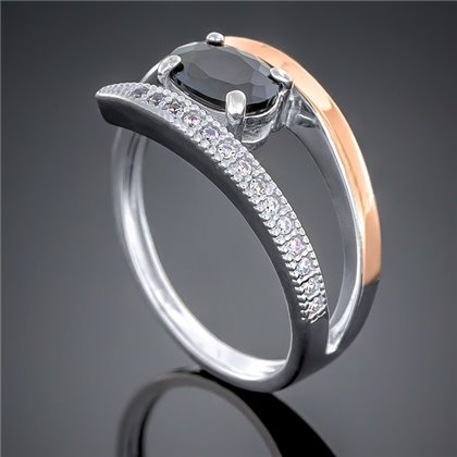 Перстень 496 цирконій чорний Rh Timofeev