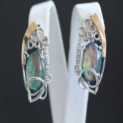 Сережки 316 опал синій імітація Rh Timofeev