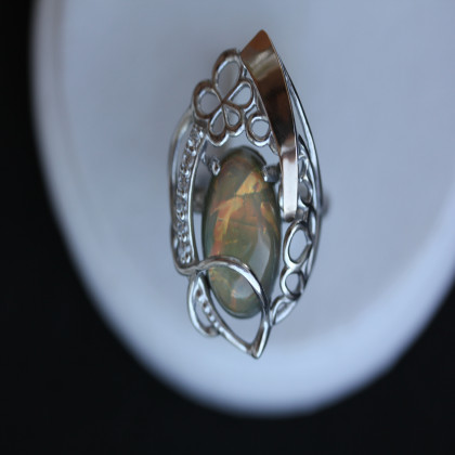 Перстень 316 опал сірий імітація Rh Timofeev
