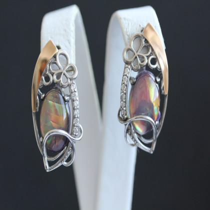 Сережки 316 опал сірень імітація Rh Timofeev