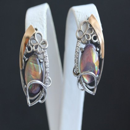 Сережки 316 опал сірень імітація Rh Timofeev