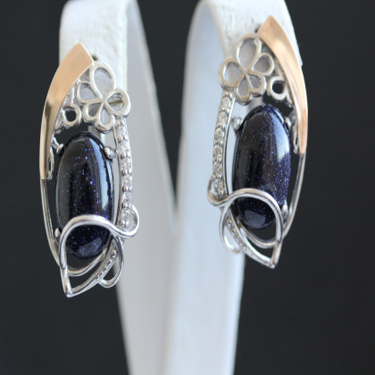 Сережки 316 авантюрин синій Rh Timofeev