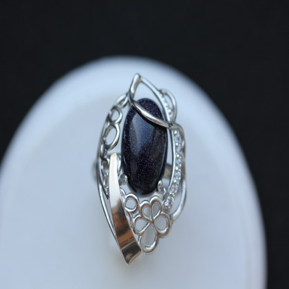 Перстень 316 авантюрин синій Rh Timofeev