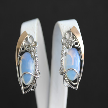 Сережки 316 місячний камінь Rh Timofeev