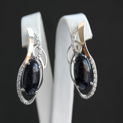 Сережки 317 авантюрин синій Rh Timofeev