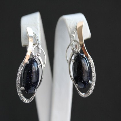 Сережки 317 авантюрин синій Rh Timofeev