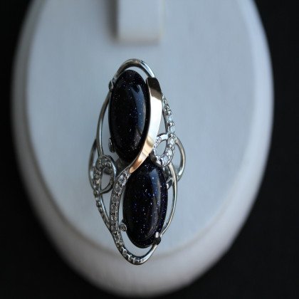 Перстень 317 авантюрин синій Rh Timofeev