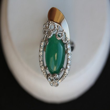 Перстень 318 агат зелений Rh Timofeev