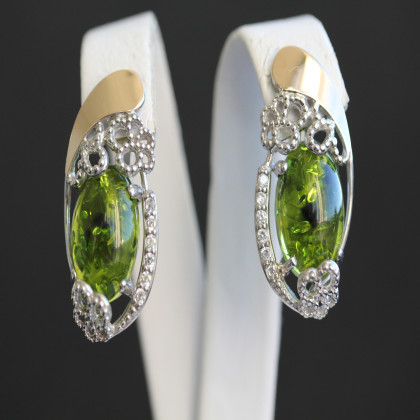 Сережки 318 янтарь зелений імітація Rh Timofeev