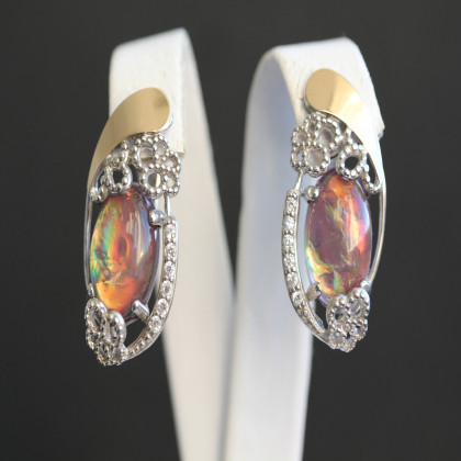 Сережки 318 опал сірень імітація Rh Timofeev