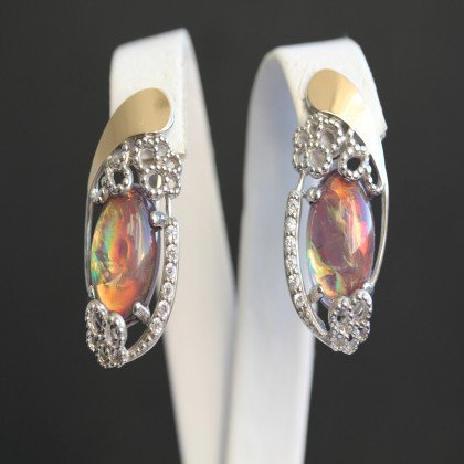 Сережки 318 опал сірень імітація Rh Timofeev