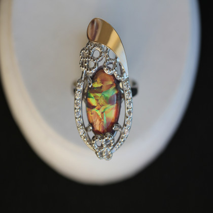 Перстень 318 опал сірень імітація Rh Timofeev