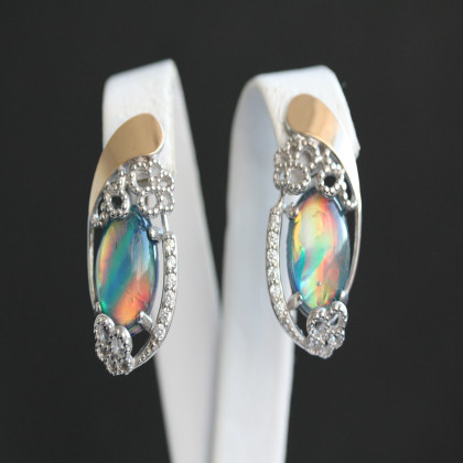 Сережки 318 опал синій імітація Rh Timofeev