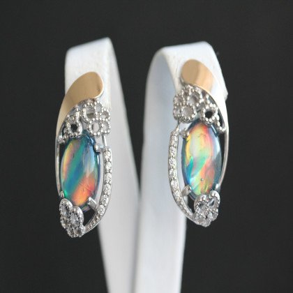 Сережки 318 опал синій імітація Rh Timofeev