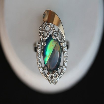 Перстень 318 опал синій імітація Rh Timofeev