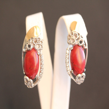 Сережки 318 яшма імітація Rh Timofeev