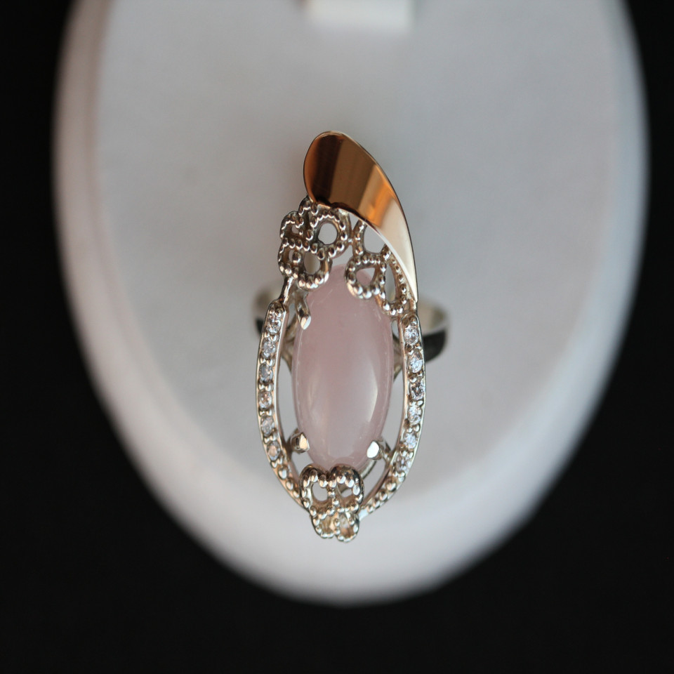 Перстень 318 кварц рожевий Timofeev