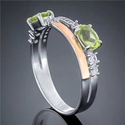 Перстень 491 хризоліт Rh Timofeev