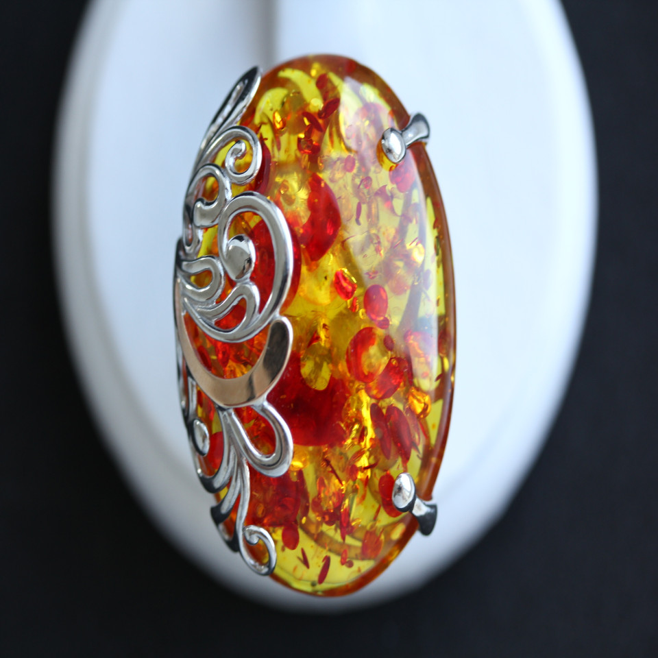 Перстень 321 янтарь жовтий Rh Timofeev