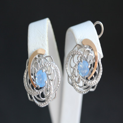 Сережки 349 альпініт молочно блакитний Rh Timofeev